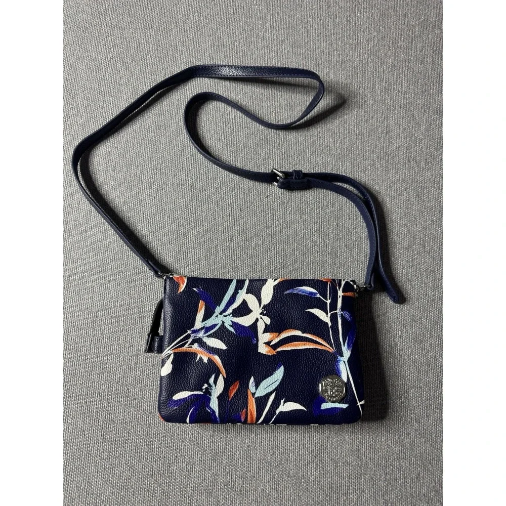 Vince Camino Cami Handbag Navy Blue And Orange Floral Crossbody Or Wristlet